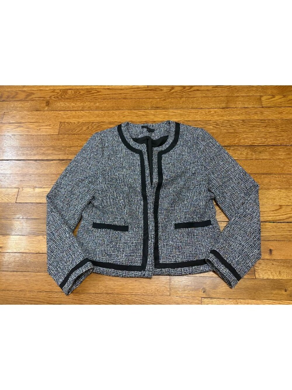 Ann Taylor Women's Blazer Jacket Size 8 Gray Blazer Open Front Career Lined